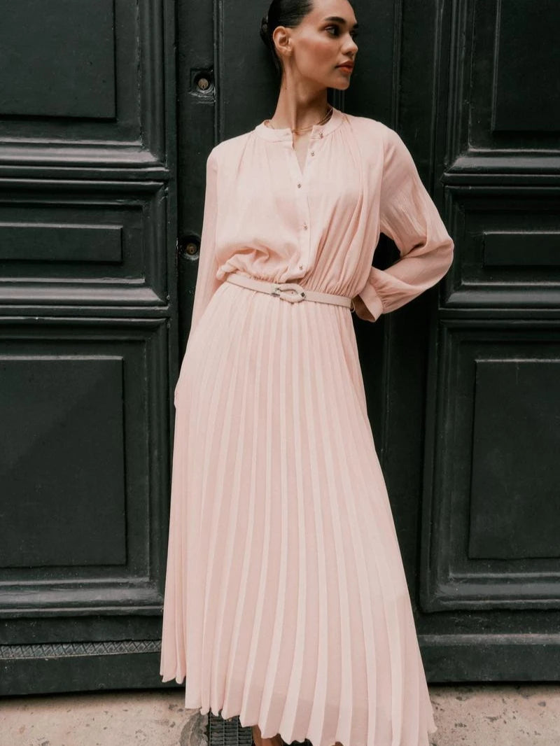 Elegant Belted Office Dress for Women – Daily Workwear Collection | Soft Structured Fit & Feminine Silhouette