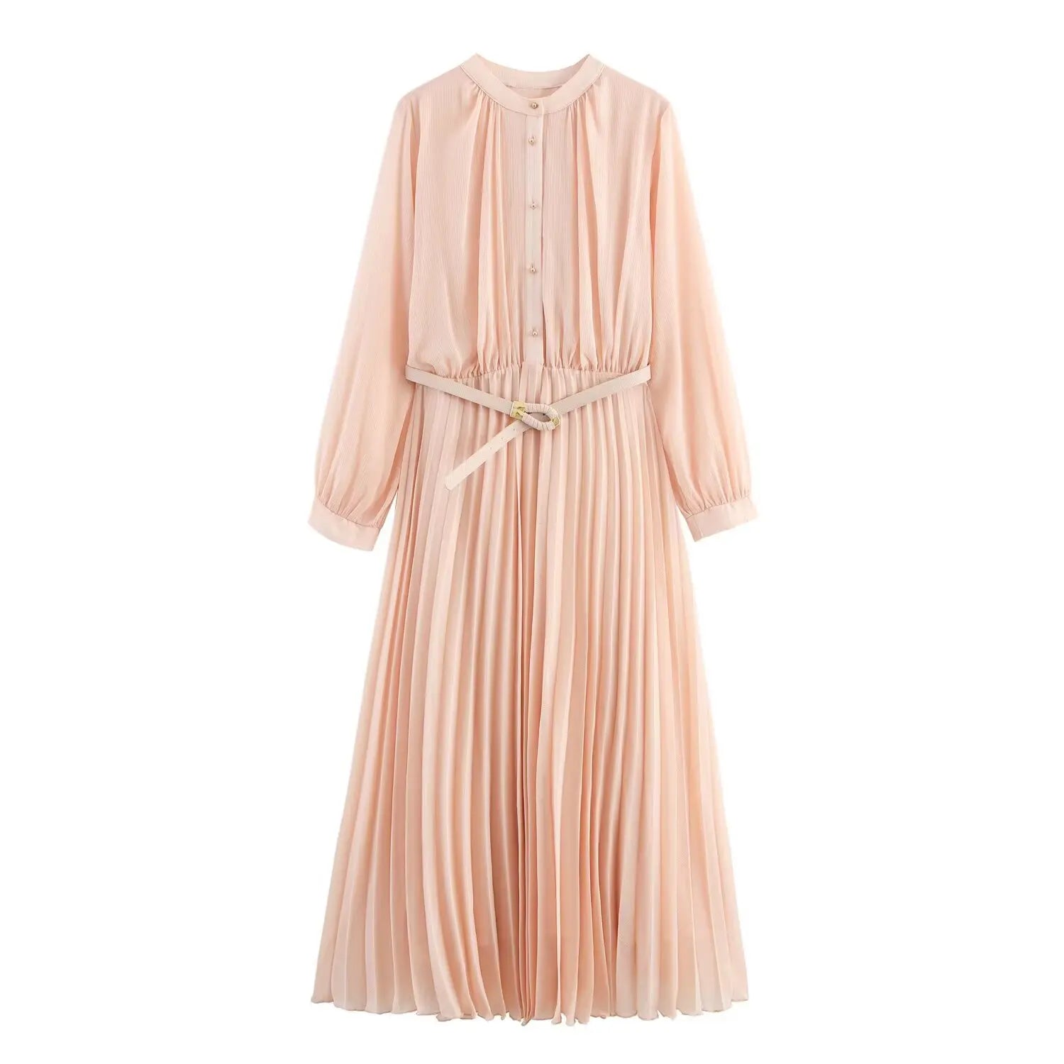 Elegant Belted Office Dress for Women – Daily Workwear Collection | Soft Structured Fit & Feminine Silhouette